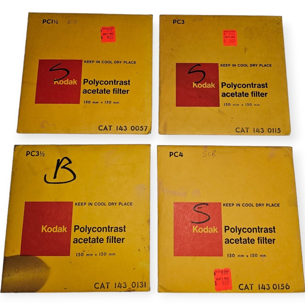 Lot of 4 Kodak‎ Polycontrast Acetate Filter PC 1.5/3/3.5/4